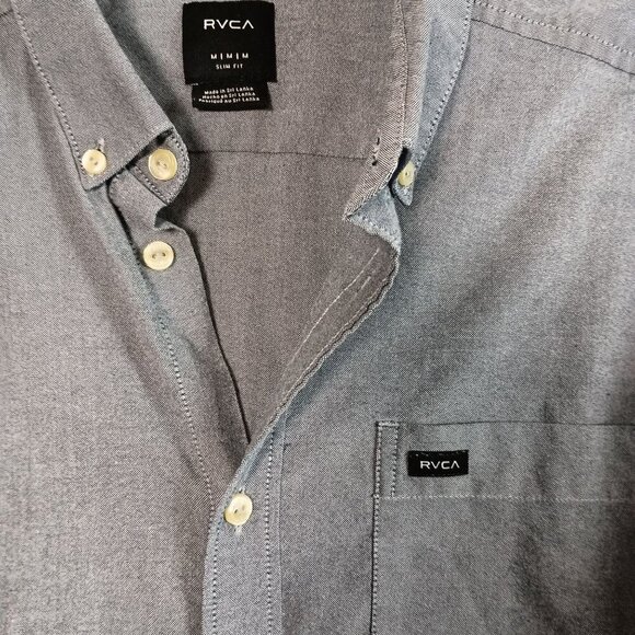 RVCA Men's Long Sleeve Button Down Slim Fit Oxford Woven Shirt size M - Picture 3 of 6